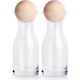 2x Glazen kleine flessen/karaffen met bal dop 250 ml - Keuken/kookbenodigdheden - Tafel dekken - Olie/azijn flessen