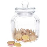 Glazen voorraadpot/koekjespot rond met deksel 2800 ml - 17,5 x 22 cm - Snoeppot - Bewaarpot