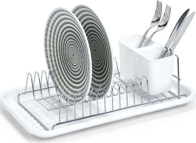 Zeller - Afdruiprek - Zwart - Gecoat Metaal met Kunststof Lekbak