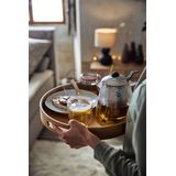 Glazen/kopjes dienblad van bamboe hout 38 x 5 cm rond model - Serveerbladen