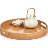 Glazen/kopjes dienblad van bamboe hout 38 x 5 cm rond model - Serveerbladen