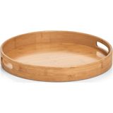 Glazen/kopjes dienblad van bamboe hout 38 x 5 cm rond model - Serveerbladen