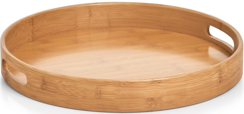 Glazen/kopjes dienblad van bamboe hout 38 x 5 cm rond model - Serveerbladen