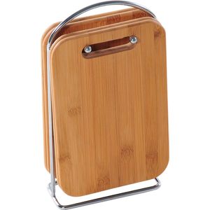 Axentia Chopping Board Set, 7 Pieces, 6 Bamboo Wood Boards
