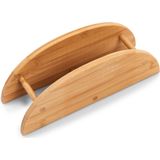 Zeller broodplankjes/ontbijtplankjes - bamboe hout - 6x stuks - 24 x 18 cm - ovaal - snijplanken - met houder