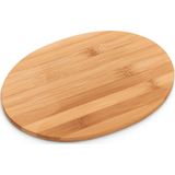 Zeller broodplankjes/ontbijtplankjes - bamboe hout - 6x stuks - 24 x 18 cm - ovaal - snijplanken - met houder