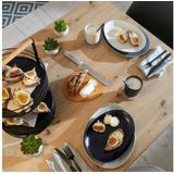 Zeller broodplankjes/ontbijtplankjes - bamboe hout - 6x stuks - 24 x 18 cm - ovaal - snijplanken - met houder