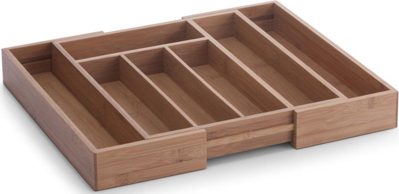Zeller - Besteklade Inzetbak - Bruin - Bamboehout - Uitschuifbaar
