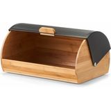 Zeller - Luxe Broodtrommel - Hout - Zwart - Bamboehout en Metaal