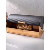 Zeller - Luxe Broodtrommel - Hout - Zwart - Bamboehout en Metaal