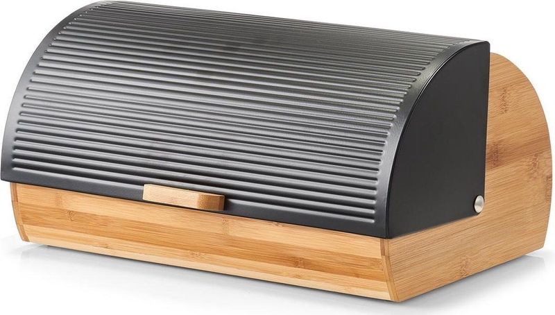 Zeller - Luxe Broodtrommel - Hout - Zwart - Bamboehout en Metaal