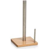 Zeller keukenrolhouder - bamboe hout - vierkant - 16 x 32 cm - keukenpapier houder