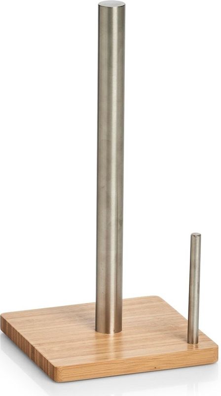 Zeller keukenrolhouder - bamboe hout - vierkant - 16 x 32 cm - keukenpapier houder
