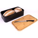Broodtrommel - Bamboehout/Metaal - Luchtdicht - Inclusief Snijplank