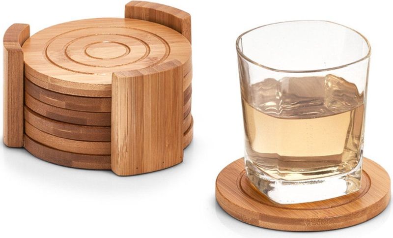 Zeller Glazenonderzetters - 6 stuks - bamboe - 10 cm