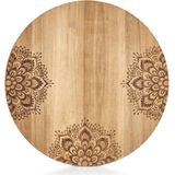Zeller snijplank - mandala print - hout - rond - 27 cm - serveerplank