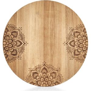 Zeller snijplank - mandala print - hout - rond - 27 cm - serveerplank