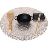 Zeller Placemat - 1x - rond - goudkleurig - met geponste gaatjes - Dia 41 cm