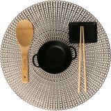 Zeller Placemat - 1x - rond - goudkleurig - met geponste gaatjes - Dia 41 cm