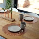 Zeller Placemat - 1 stuks - rond - koperkleurig - met geponste gaatjes - 41 cm