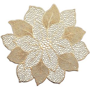 Zeller placemats bloemen vorm - 1x - kunststof - 49 x 47 cm - goud