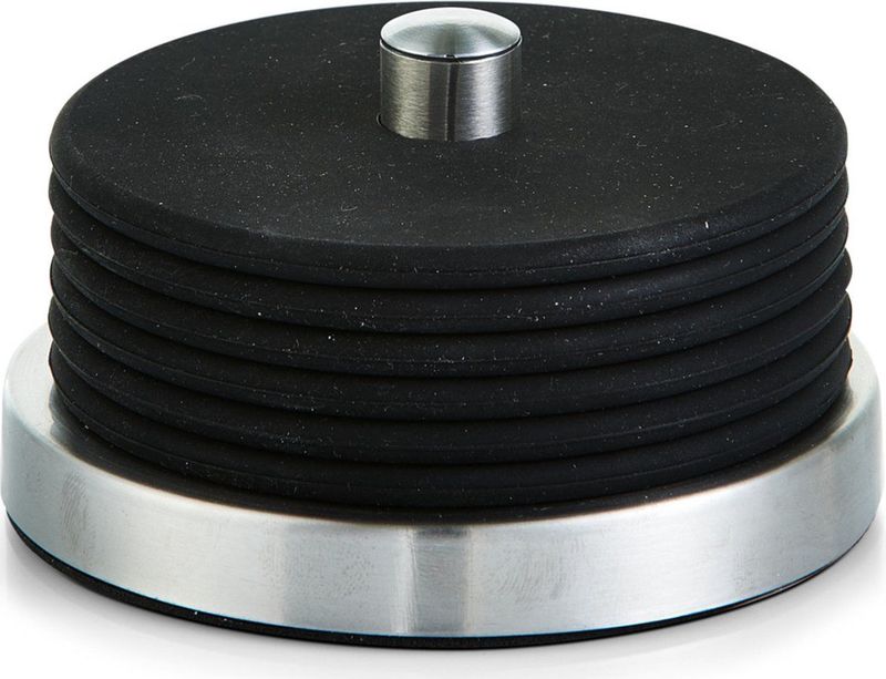 6x Zwarte Siliconen Glazenonderzetters In Houder 10 cm - Glazenonderzetters