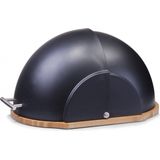 Zeller Luxe Broodtrommel - ovaal - hout / zwart - met deksel - 31 cm - brooddoos - brood bewaardoos