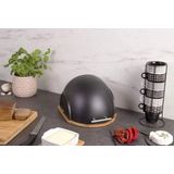 Zeller Luxe Broodtrommel - ovaal - hout / zwart - met deksel - 31 cm - brooddoos - brood bewaardoos