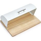 Zeller Luxe Houten Broodtrommel - Witte Klep - 39 cm