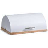 Zeller Luxe Houten Broodtrommel - Witte Klep - 39 cm