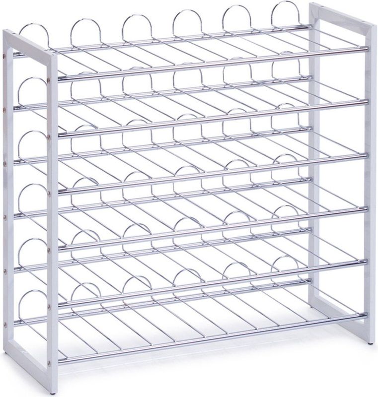 Zeller - Wijnrek - Wit/Zilver - Verchroomd Metaal - Geschikt voor 36 Flessen