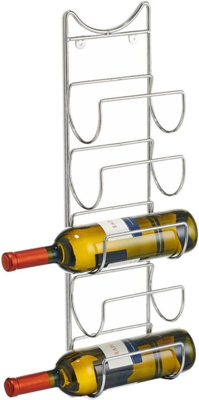 Zeller Present - Wijnrek Muur - Wijnrek - Zilver - Voor 5 Flessen
