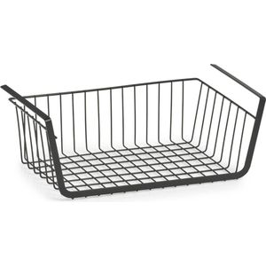 Zeller Opberg/opruim hangmandje - 41 x 26 x 15 cm - Kastmandje - zwart - Opberg/opruimmand - Hangmanden voor in de kast