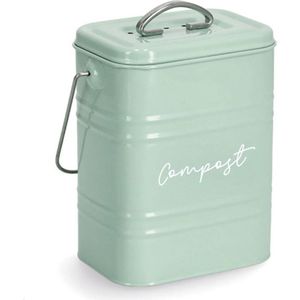Zeller - Mini Prullenbakje GFT - Mintgroen - Metaal - 1,5 Liter