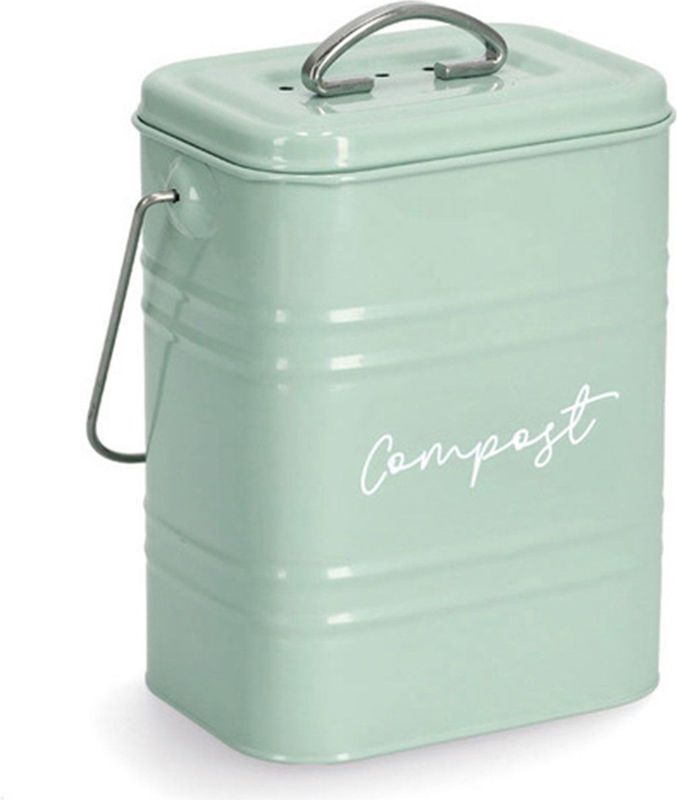 Zeller - Mini Prullenbakje GFT - Mintgroen - Metaal - 1,5 Liter