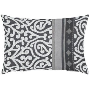 APELT Prato_35x50_89 kussen"Jaquard weefsel met ornamente", antraciet/wit/grijs