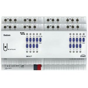Theben 4940285 DM 8-2 T KNX 8-voudige universele dimactor FIX2 met dimbereik 0-100 %, ballast