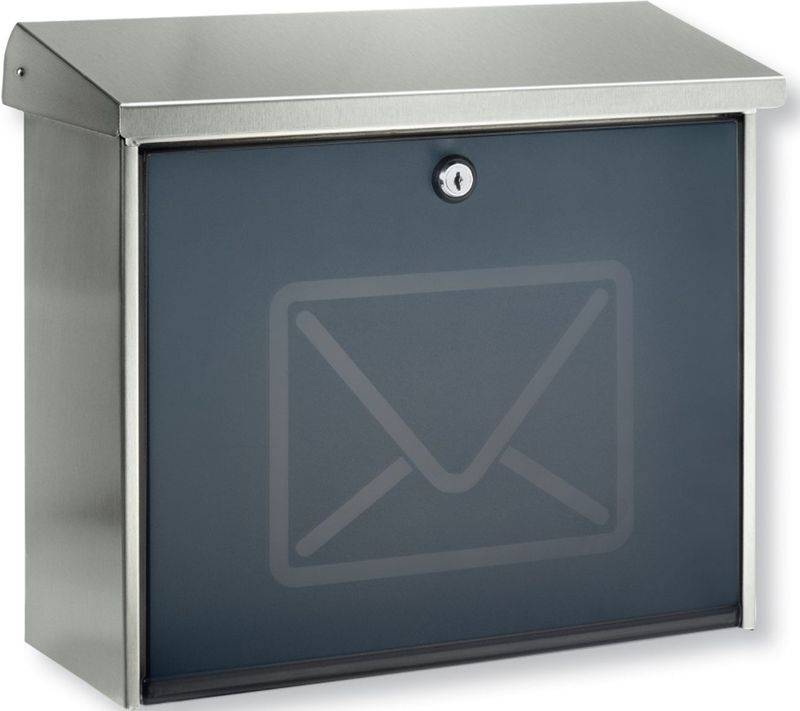 Brievenbus met klep, materiaal: RVS, C4 formaat, Burg Wächter topkwaliteit, 340x380x148mm