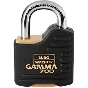 Burg-Wächter Gamma 700 55 Hangslot, 2 sleutels, outdoor, massief, klein, met rubber, 9 mm strijkdikte, 360 g, Made in Germany