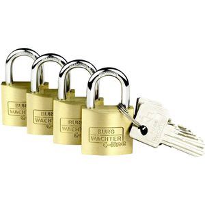 Burg-Wächter Hangslot, set van 4, 5 mm beugeldikte, 4 sleutels, Quadro 222 30 SB