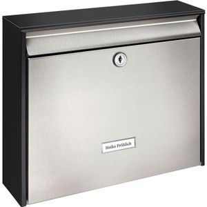 Burg-Wächter - Oxford 6877 B+S - Brievenbus - Grijs/Matzwart - Roestvrijstalen Deur, A4-Inwerpformaat