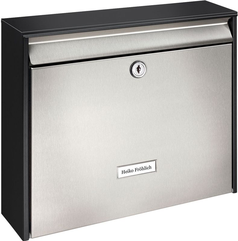 Burg-Wächter - Oxford 6877 B+S - Brievenbus - Grijs/Matzwart - Roestvrijstalen Deur, A4-Inwerpformaat