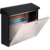 Burg-Wächter - London - Wandbrievenbus - Zwart/RVS - Staal gepoedercoat, Cilinderslot met 2 Sleutels