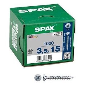 Spax spaanplaatschroef vz pk 3.5x15mm pz2