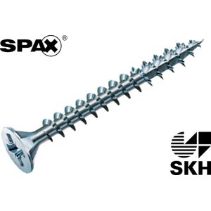 SPAX Universele schroef, 4,0 x 50 mm, 500 stuks, kruiskop Z2, verzonken kop, volledige schroefdraad, 4CUT, WIROX A3J, 1081010400505
