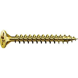 SPAX Universele schroef, 4,0 x 70 mm, 500 stuks, kruiskop Z2, verzonken kop, volledige schroefdraad, 4CUT, YELLOX A2L, geel verzinkt, 1081020400705