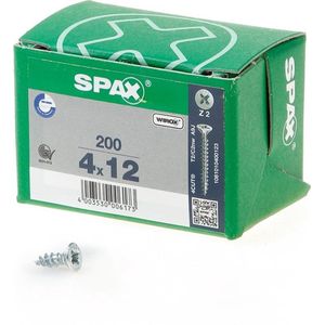 SPAX 1081010400123 Universele schroef, Verzonken kop, 4 x 12, Voldraad, Kruiskop Z2 - WIROX - 200 stuks