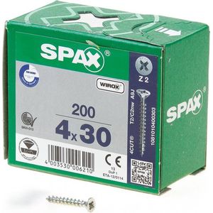 Spax Spaanplaatschroef Verzinkt PK 4.0 x 30 (200) - 200 stuks
