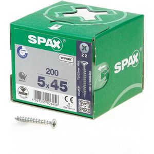 Spax Spaanplaatschroef Verzinkt PK 5.0 x 45 - 200 stuks