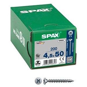 SPAX Universele schroef, 3,5 x 17 mm, 1000 stuks, kruiskop Z2, verzonken kop, volledige schroefdraad, 4CUT, WIROX A3J, 1081010350175